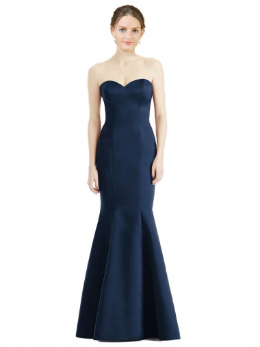 Sleeveless Dark Navy Mermaid Satin Sweetheart Bridesmaid Dress Maidstone