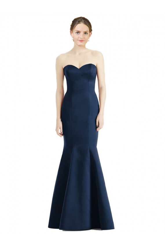 Sleeveless Dark Navy Mermaid Satin Sweetheart Bridesmaid Dress Maidstone