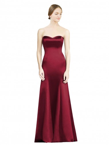 Sleeveless Burgundy Mermaid Satin Sweetheart Bridesmaid Dress Maidstone