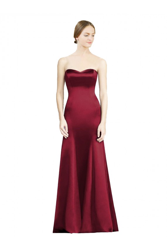 Sleeveless Burgundy Mermaid Satin Sweetheart Bridesmaid Dress Maidstone