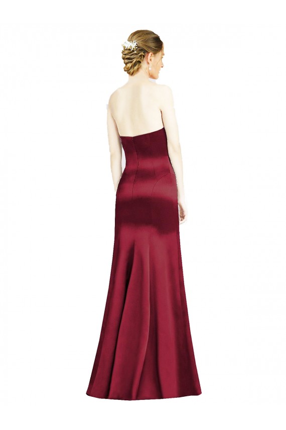 Sleeveless Burgundy Mermaid Satin Sweetheart Bridesmaid Dress Maidstone
