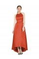 Sleeveless Spice Red A-Line Halter Neck High Low Bridesmaid Dress Maidstone