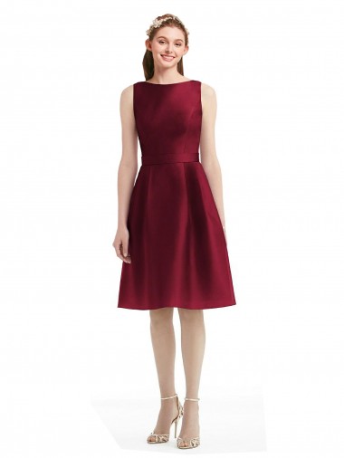 Sleeveless Burgundy A-Line Bateau Neck Bridesmaid Gown Maidstone