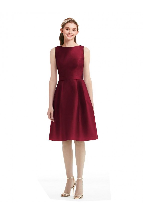 Sleeveless Burgundy A-Line Bateau Neck Bridesmaid Gown Maidstone