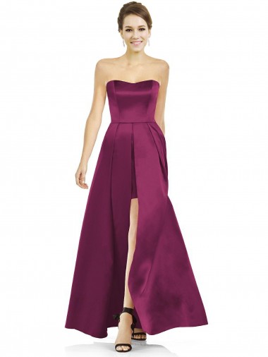 Sleeveless Merlot A-Line Strapless Bridesmaid Dress Maidstone
