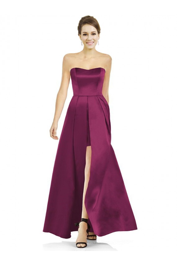 Sleeveless Merlot A-Line Strapless Bridesmaid Dress Maidstone