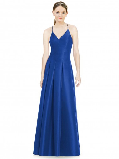 Sleeveless Royal Blue Criss Cross Open Back A-Line Spaghetti Straps Bridesmaid Dress Maidstone
