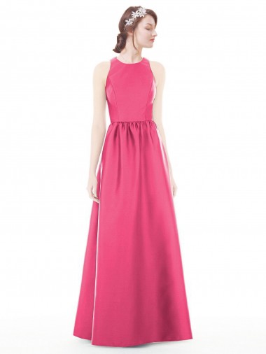 Sleeveless Ruby Keyhole Back A-Line Jewel Neck Bridesmaid Dress Maidstone
