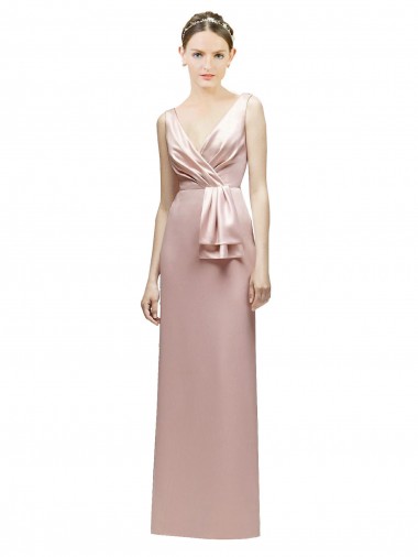Sleeveless Pink V-Back Sheath V-Neck Bridesmaid Dress Maidstone