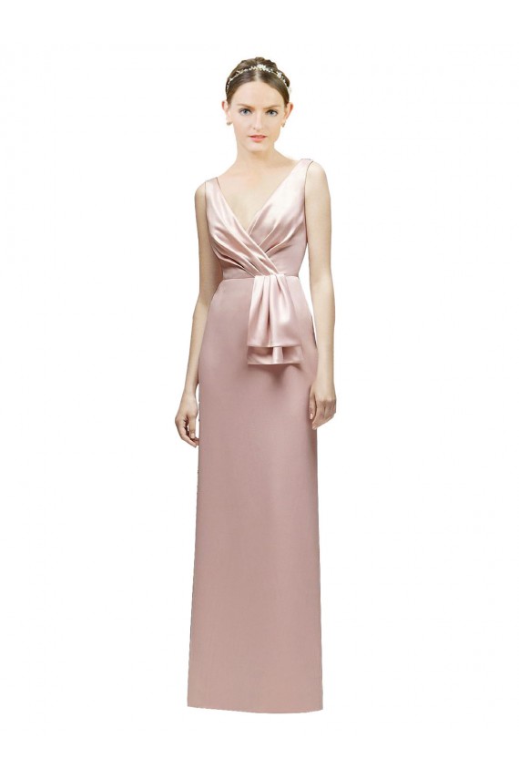 Sleeveless Pink V-Back Sheath V-Neck Bridesmaid Dress Maidstone