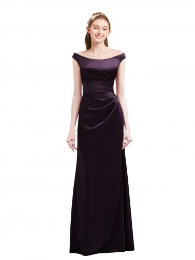 Cap Sleeves Grape A-Line Off the Shoulder Bridesmaid Dress Maidstone