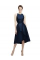 Sleeveless Dark Navy A-Line Halter Neck High Low Bridesmaid Dress Maidstone