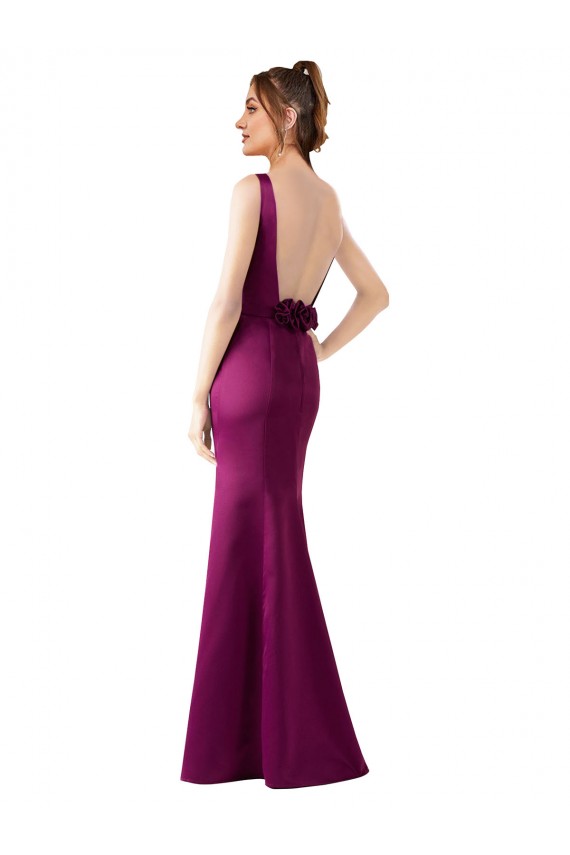 Sleeveless Merlot Open Back Sheath Bateau Neck Black Tie Evening Gown / Prom Dress / Bridesmaid Dress Maidstone