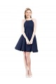 Sleeveless Dark Navy Open Back A-Line Halter Neck Bridesmaid Gown Maidstone
