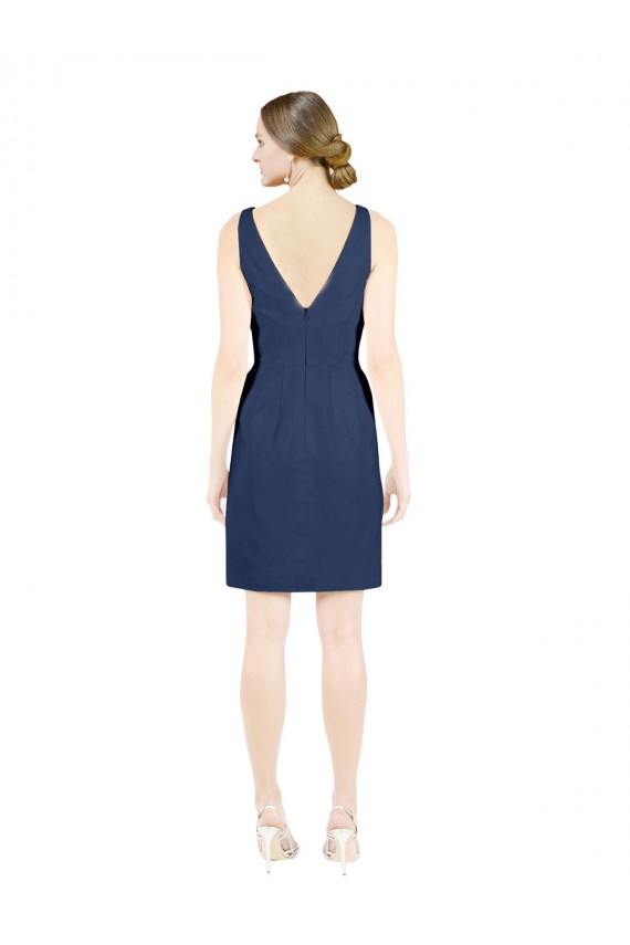 Sleeveless Dark Navy Open Back A-Line V-Neck Evening Gown / Bridesmaid Dress Maidstone