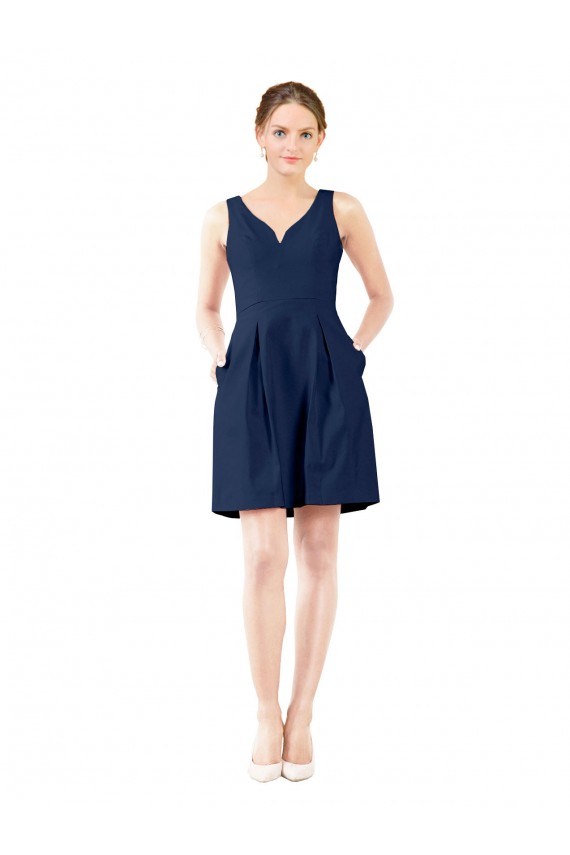 Sleeveless Dark Navy A-Line V-Neck Bridesmaid Gown Maidstone