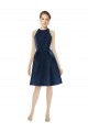 Sleeveless Dark Navy A-Line Satin Halter Neck Bridesmaid Dress Maidstone