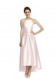 Sleeveless Pink Criss Cross Open Back A-Line Spaghetti Straps High Low Bridesmaid Dress Maidstone