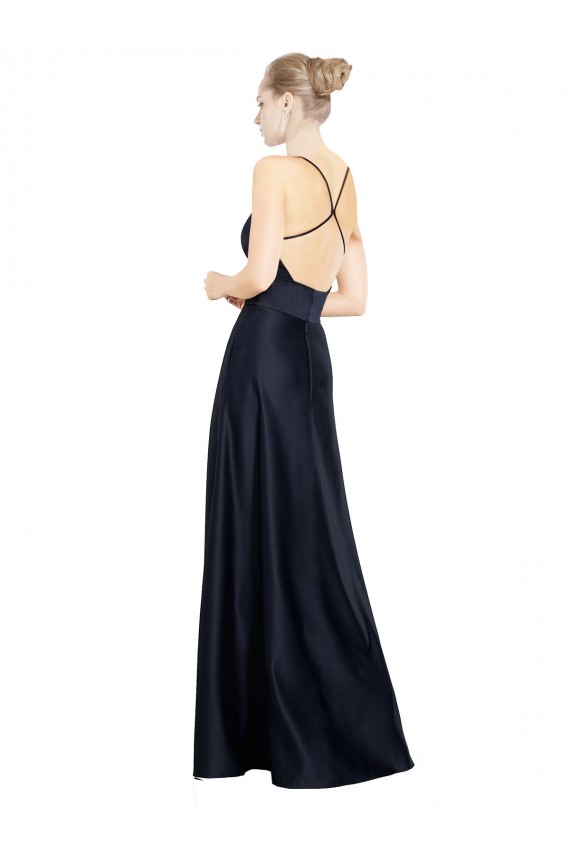 Sleeveless Dark Navy A-Line Spaghetti Straps Prom Dress / Bridal Party Dress Maidstone