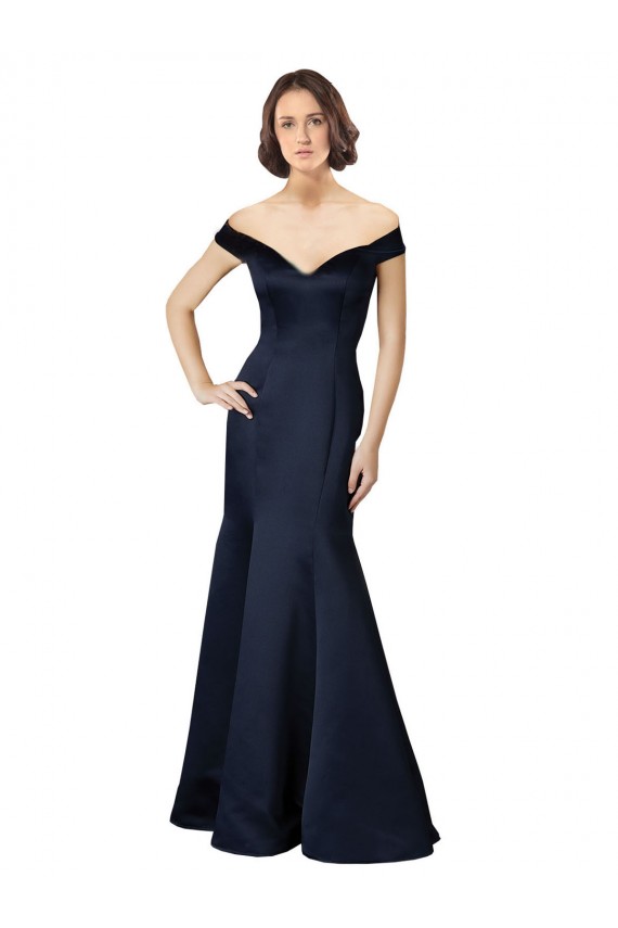 Cap Sleeves Dark Navy Mermaid Off the Shoulder Prom Dress / Bridesmaid Dress Maidstone