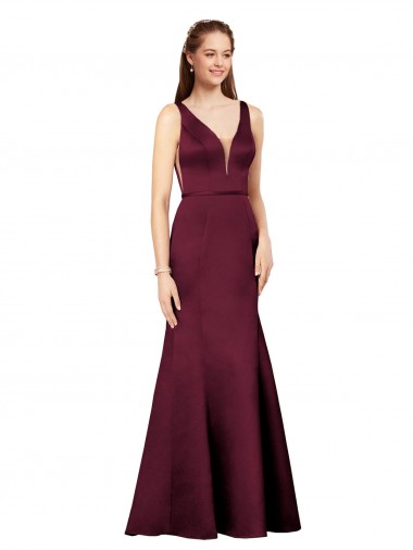 Sleeveless Burgundy V-Back Sheath V-Neck Formal Evening Gown / Prom Dress / Bridesmaid Dress Maidstone