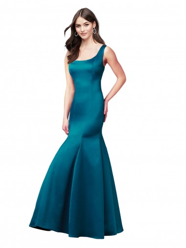Sleeveless Peacock Blue Mermaid Bateau Neck Prom Dress / Bridesmaid Dress Maidstone