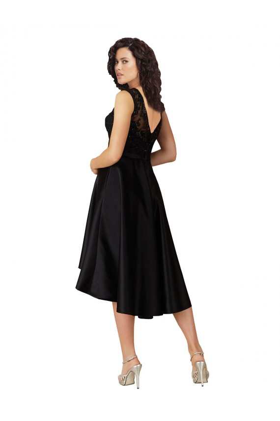 Sleeveless Black A-Line Illusion Neck High Low Bridesmaid Dress Maidstone