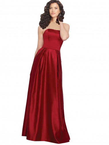 Sleeveless Dark Red A-Line Strapless Prom Dress / Bridesmaid Dress Maidstone
