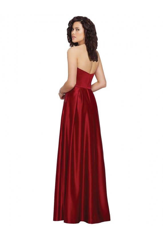 Sleeveless Dark Red A-Line Strapless Prom Dress / Bridesmaid Dress Maidstone