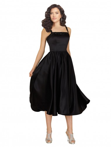 Sleeveless Black A-Line Square Neck Prom Dress / Bridesmaid Dress Maidstone