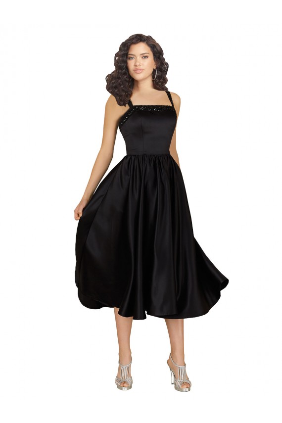Sleeveless Black A-Line Square Neck Prom Dress / Bridesmaid Dress Maidstone