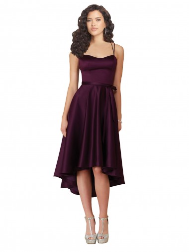 Sleeveless Grape Criss Cross Back A-Line Sweetheart High Low Prom Dress / Bridesmaid Dress Maidstone
