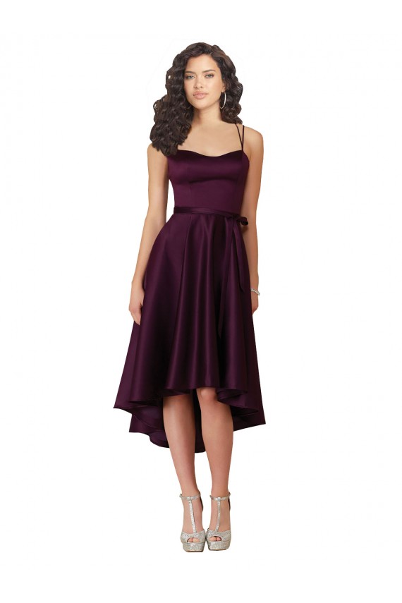 Sleeveless Grape Criss Cross Back A-Line Sweetheart High Low Prom Dress / Bridesmaid Dress Maidstone