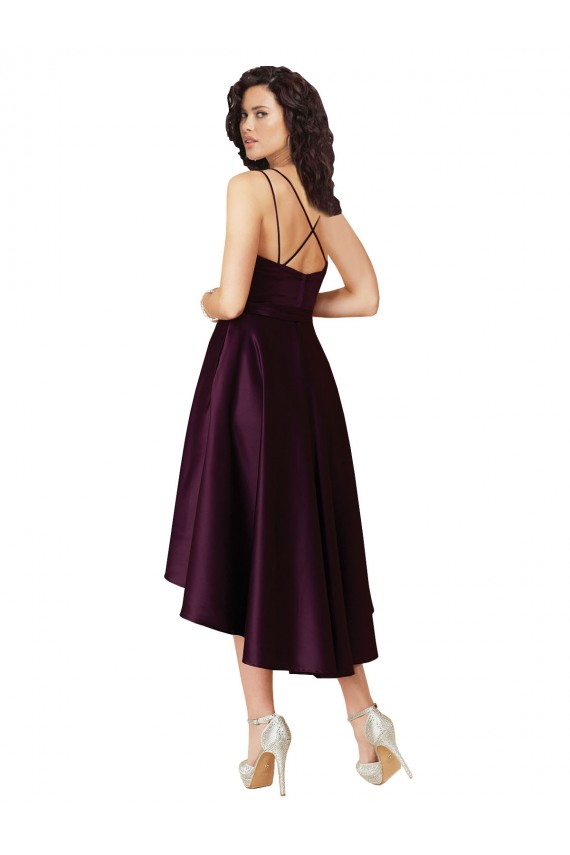 Sleeveless Grape Criss Cross Back A-Line Sweetheart High Low Prom Dress / Bridesmaid Dress Maidstone
