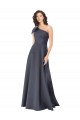 Sleeveless Slate Grey A-Line Satin One Shoulder Formal Evening Gown / Prom Dress / Bridesmaid Dress Maidstone