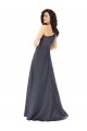 Sleeveless Slate Grey A-Line Satin One Shoulder Formal Evening Gown / Prom Dress / Bridesmaid Dress Maidstone