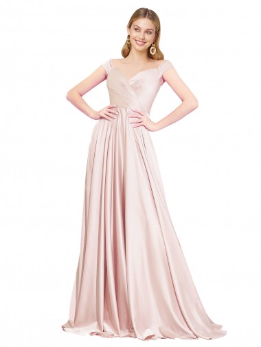 Sleeveless Pink A-Line Off the Shoulder Formal Evening Gown / Prom Dress / Bridesmaid Dress Maidstone