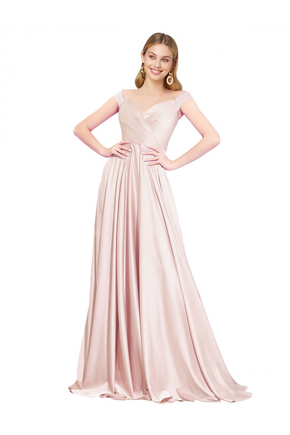 Sleeveless Pink A-Line Off the Shoulder Formal Evening Gown / Prom Dress / Bridesmaid Dress Maidstone