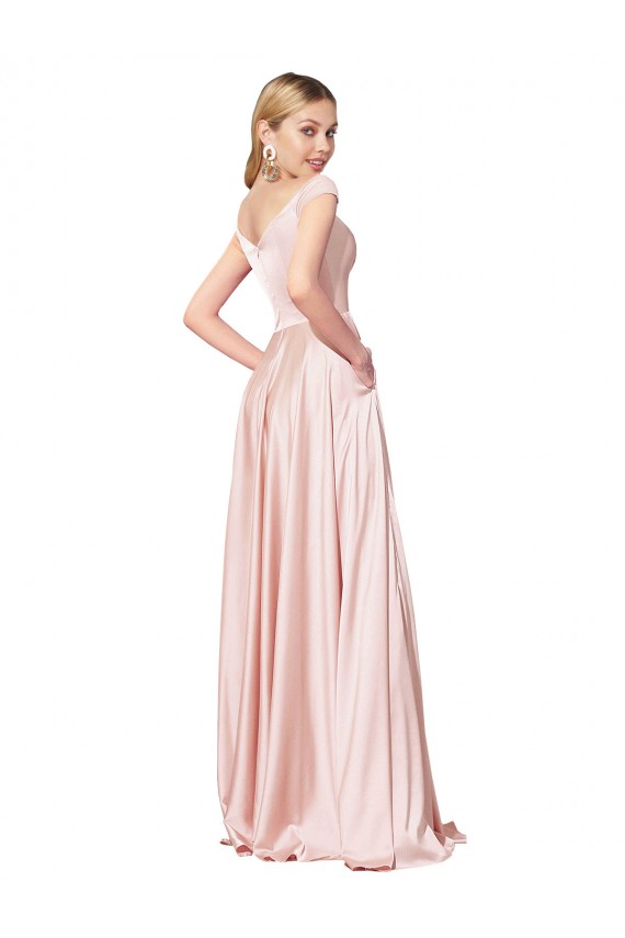 Sleeveless Pink A-Line Off the Shoulder Formal Evening Gown / Prom Dress / Bridesmaid Dress Maidstone