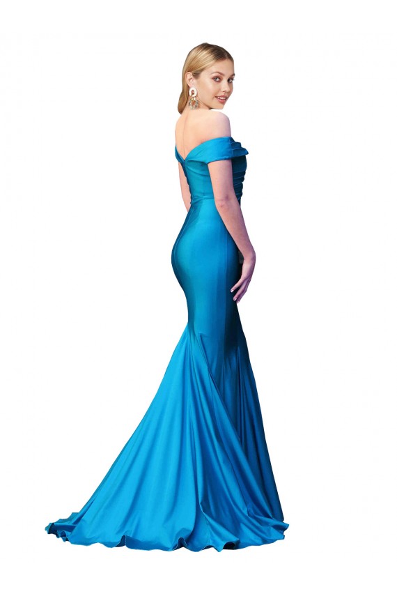 Sleeveless Peacock Blue Mermaid Off the Shoulder Formal Evening Gown / Prom Dress / Bridesmaid Dress Maidstone