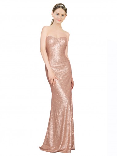 Sleeveless Rose Gold Low Back A-Line Sweetheart Formal Evening Gown / Prom Dress / Bridesmaid Dress Maidstone