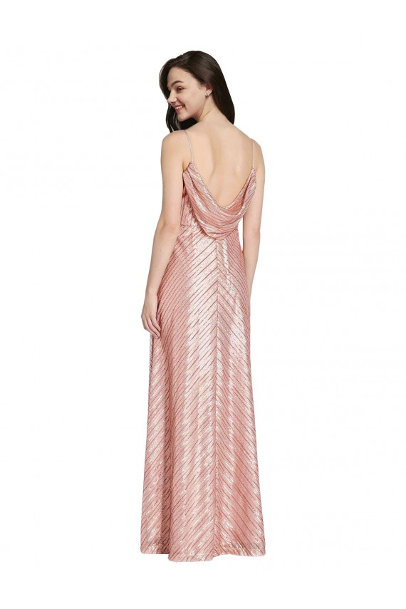 Sleeveless Rose Gold Low Back Sheath V-Neck Formal Evening Gown / Prom Dress / Bridesmaid Dress Maidstone