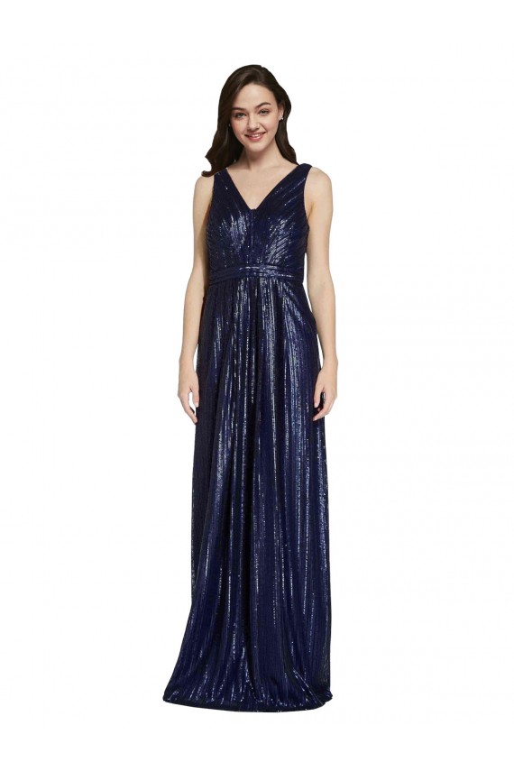 Sleeveless Dark Navy V-Back Sheath V-Neck Formal Evening Gown / Prom Dress / Bridesmaid Dress Maidstone