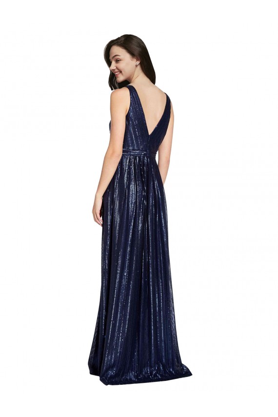Sleeveless Dark Navy V-Back Sheath V-Neck Formal Evening Gown / Prom Dress / Bridesmaid Dress Maidstone