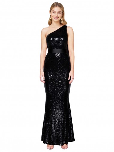 Sleeveless Black Mermaid One Shoulder Formal Evening Gown / Prom Dress / Bridesmaid Dress Maidstone