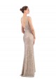 Sleeveless Silver Low Back Sheath V-Neck Formal Evening Gown / Prom Dress / Bridesmaid Dress Maidstone