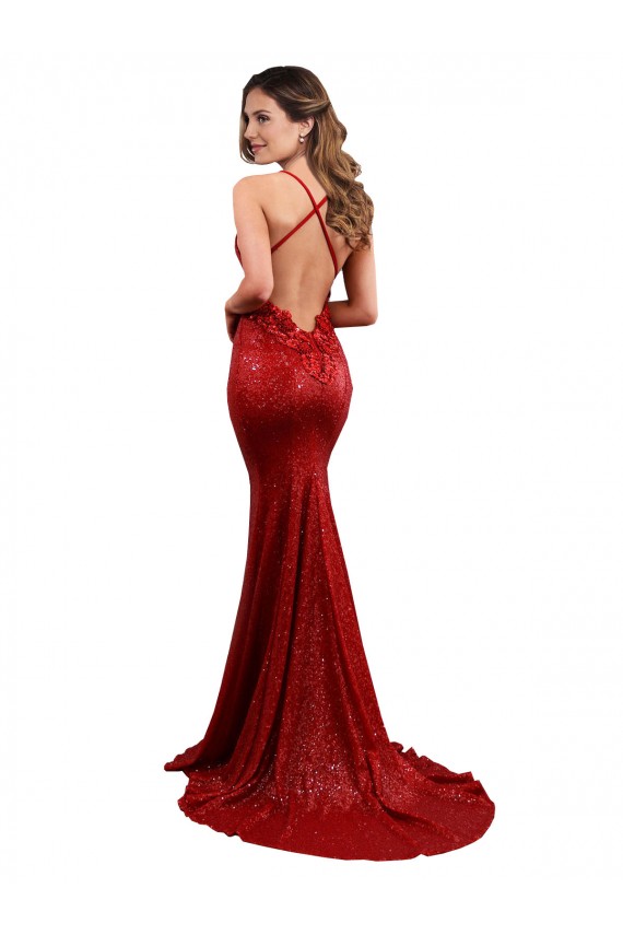 Sleeveless Red Low Back Mermaid V-Neck Evening Gown / Bridesmaid Dress Maidstone