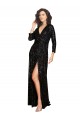 Long Sleeves Black A-Line V-Neck Formal Dress / Bridesmaid Dress Maidstone