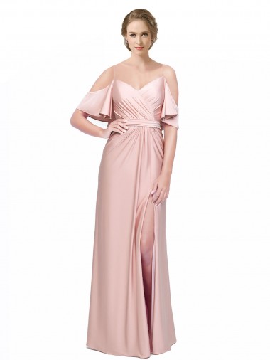 Cold Shoulder Low Back Sheath Off the Shoulder Formal Evening Gown / Prom Dress / Bridesmaid Dress Maidstone