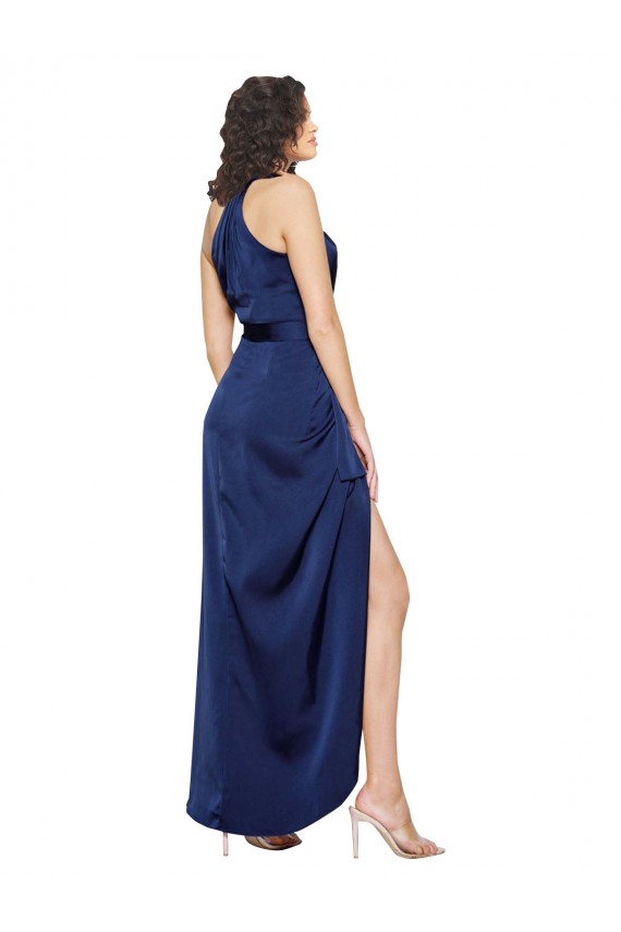 Sleeveless Sapphire A-Line Halter Neck High Low Evening Gown / Prom Dress / Bridesmaid Dress Maidstone
